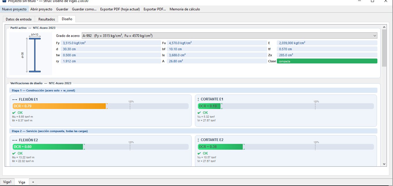 Strux - Verificaciones de diseño en acero estructural